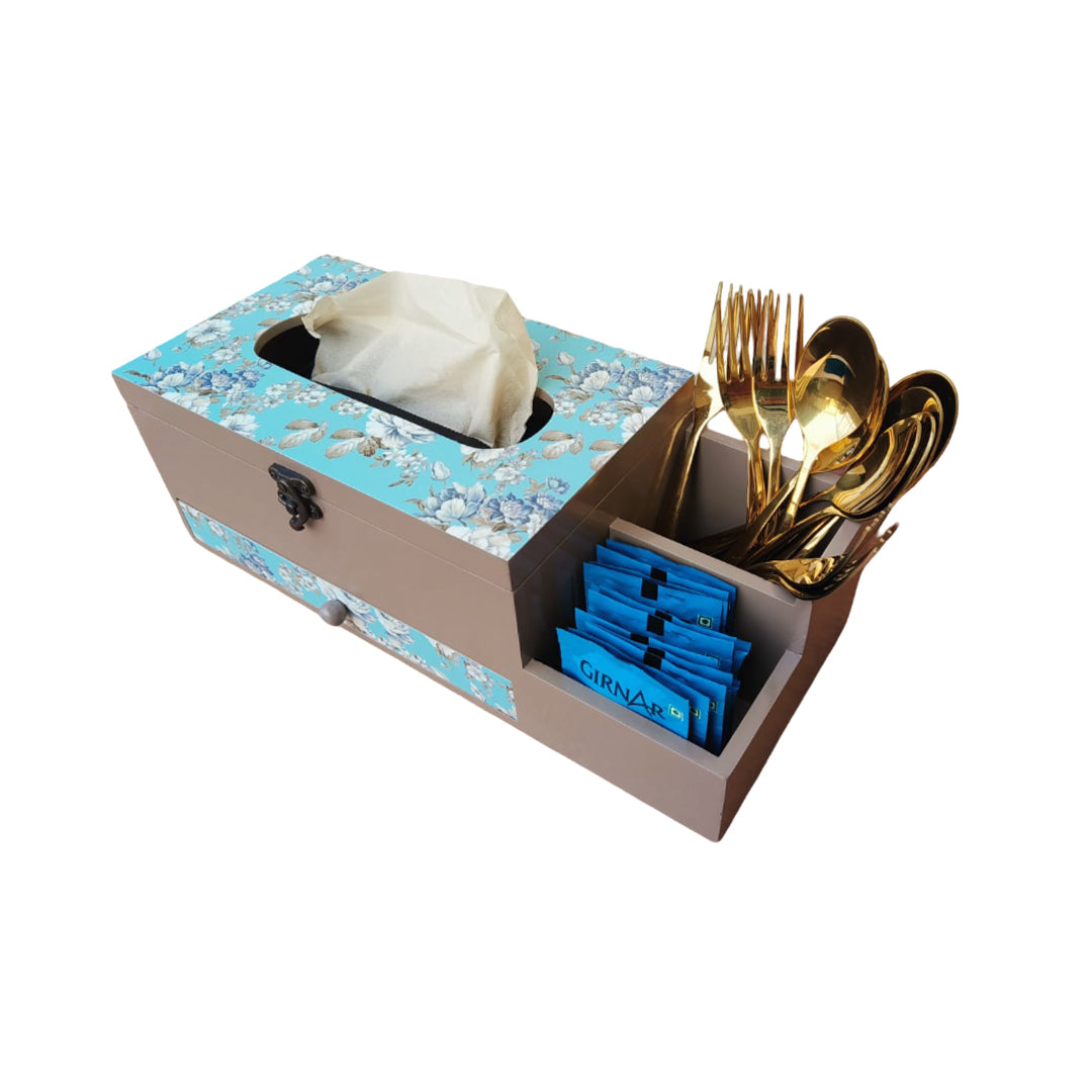 Multi Utility Organizer with Drawer & Tissue Box Holder