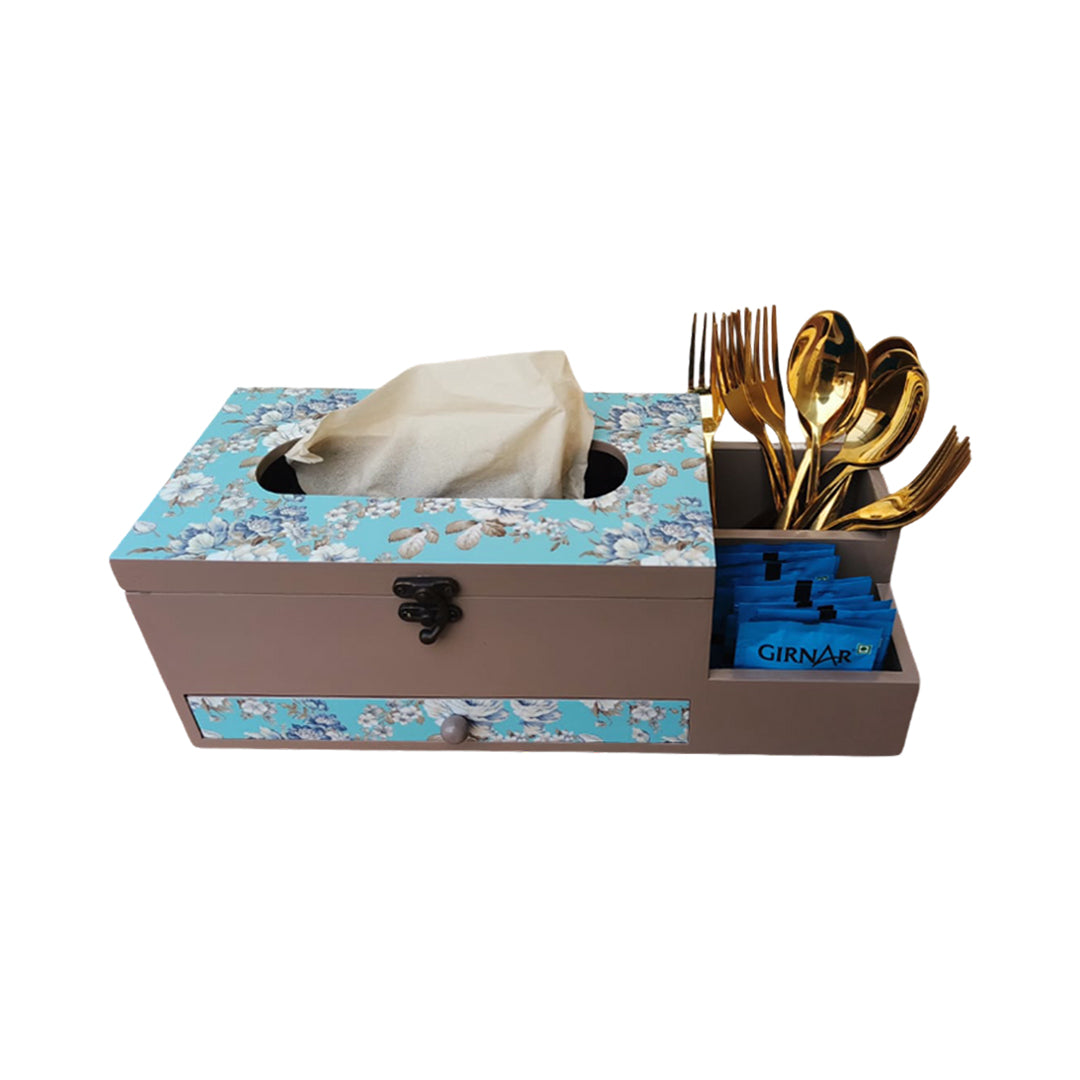 Multi Utility Organizer with Drawer & Tissue Box Holder