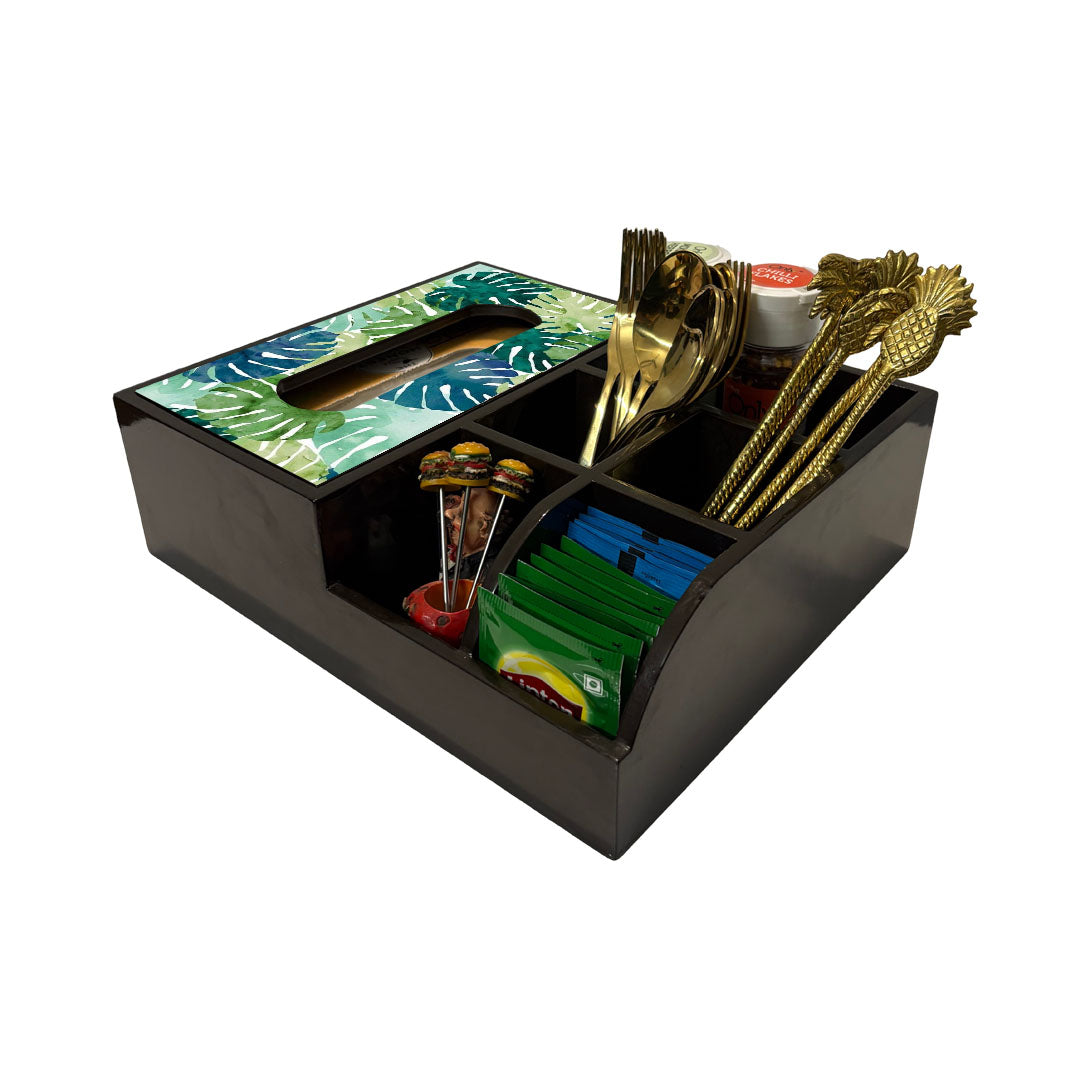 Multi Utility Organizer With Tissue Box Holder