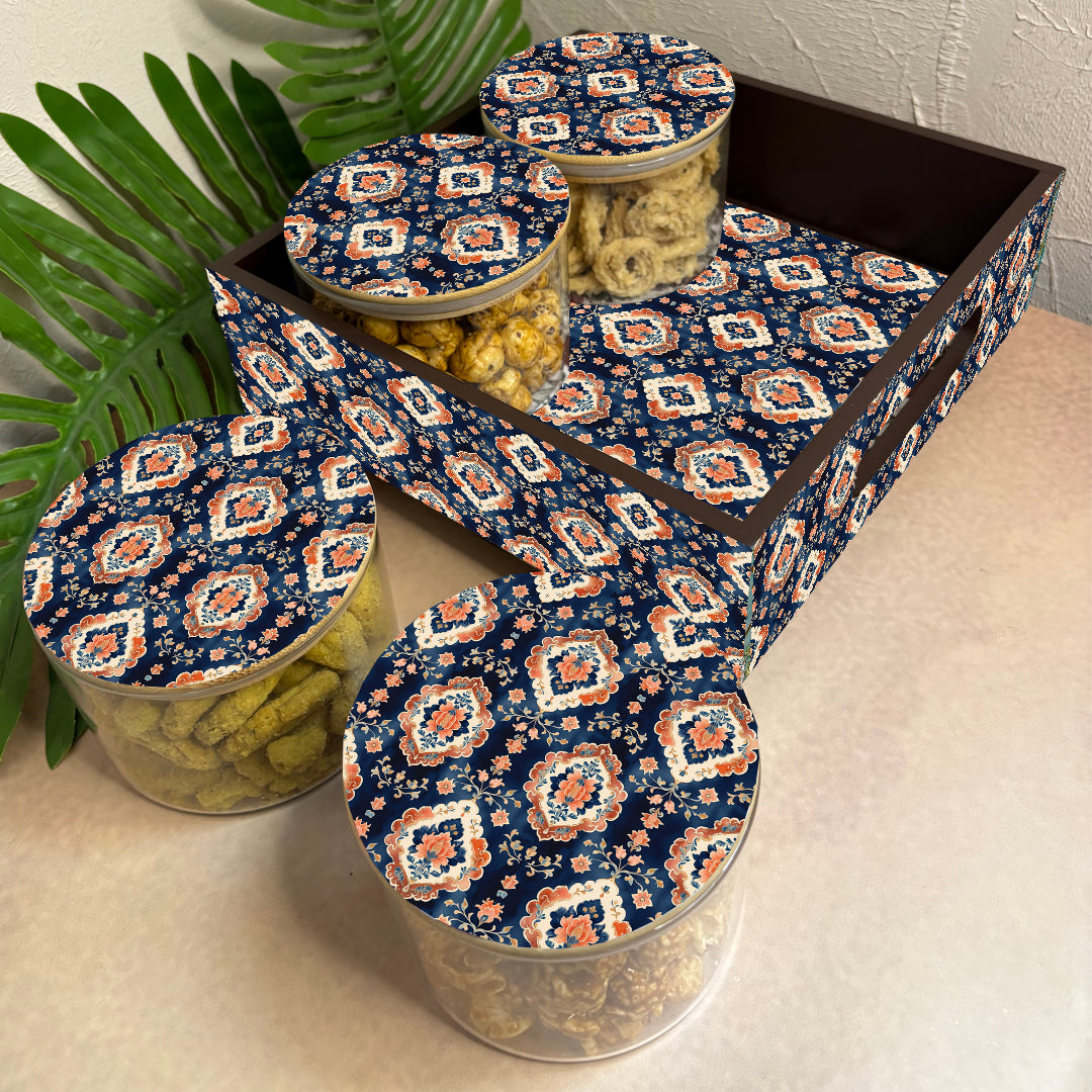 Jar Set : Glass Jars with Wooden Lid ( Round )