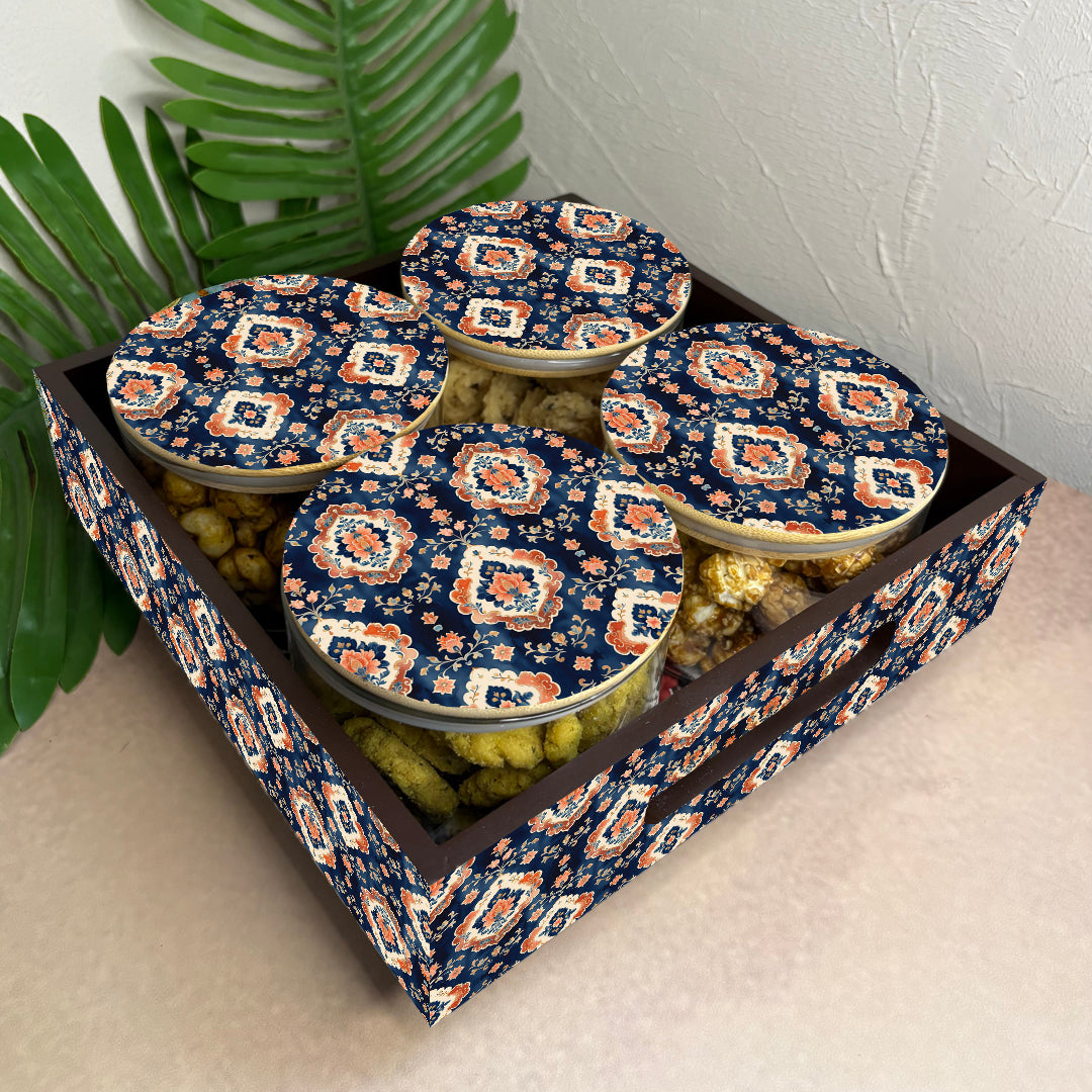 Jar Set : Glass Jars with Wooden Lid ( Round )