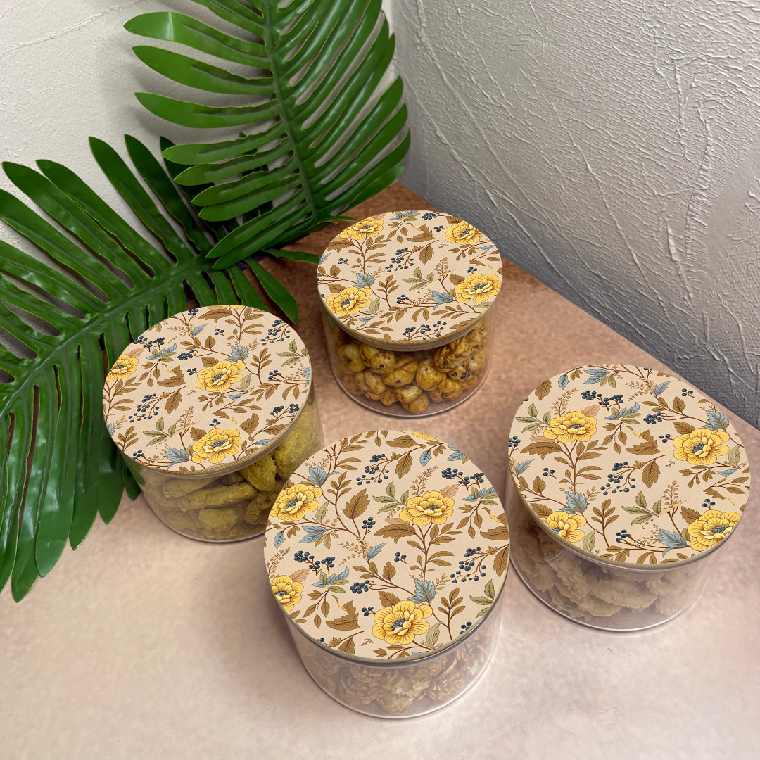 Jar Set : Glass Jars with Wooden Lid ( Round )