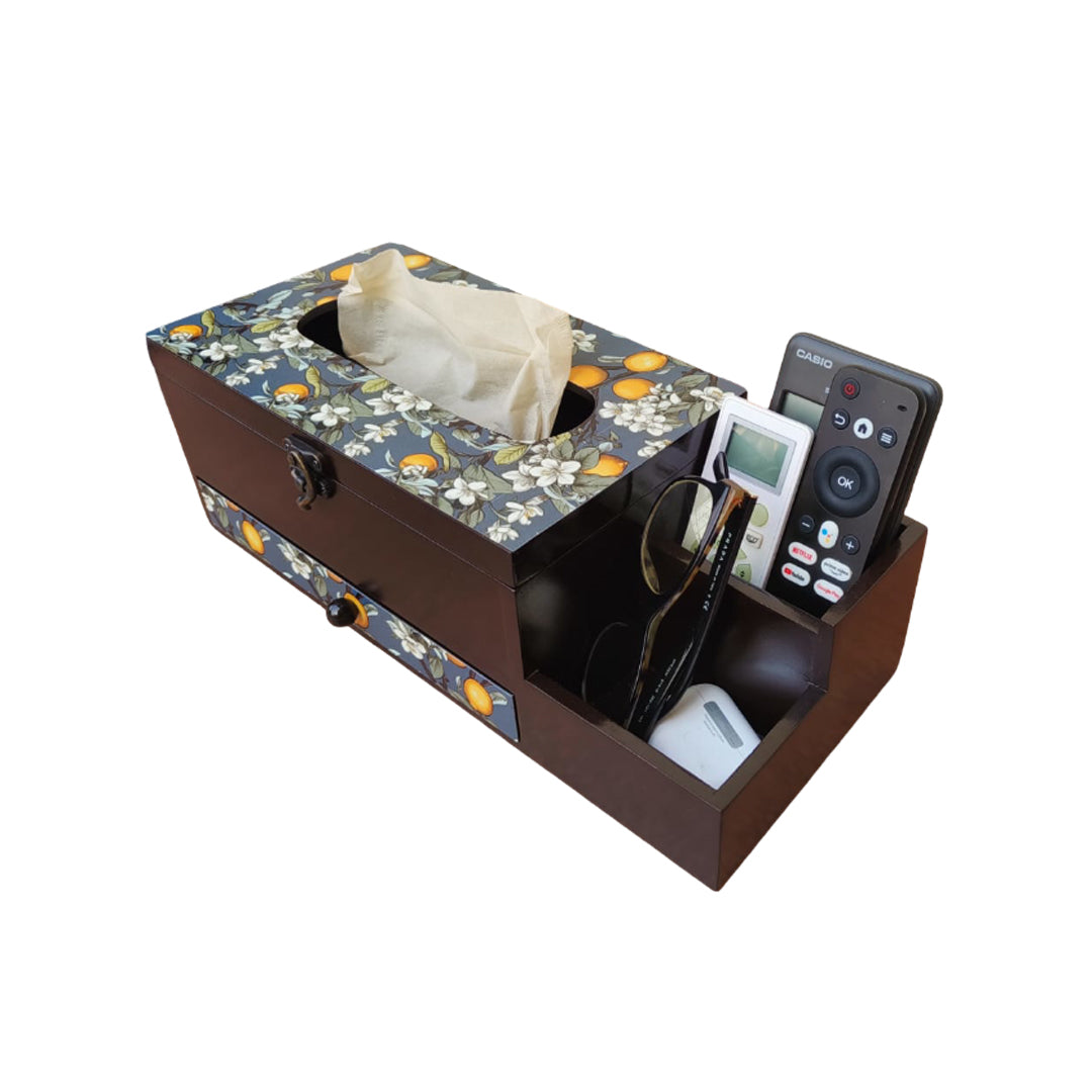 Multi Utility Organizer with Drawer & Tissue Box Holder