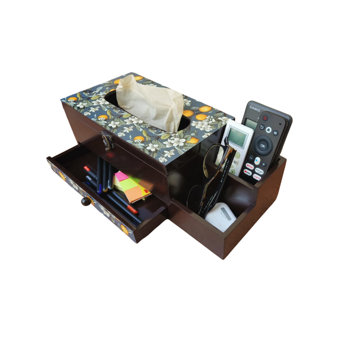 Multi Utility Organizer with Drawer & Tissue Box Holder
