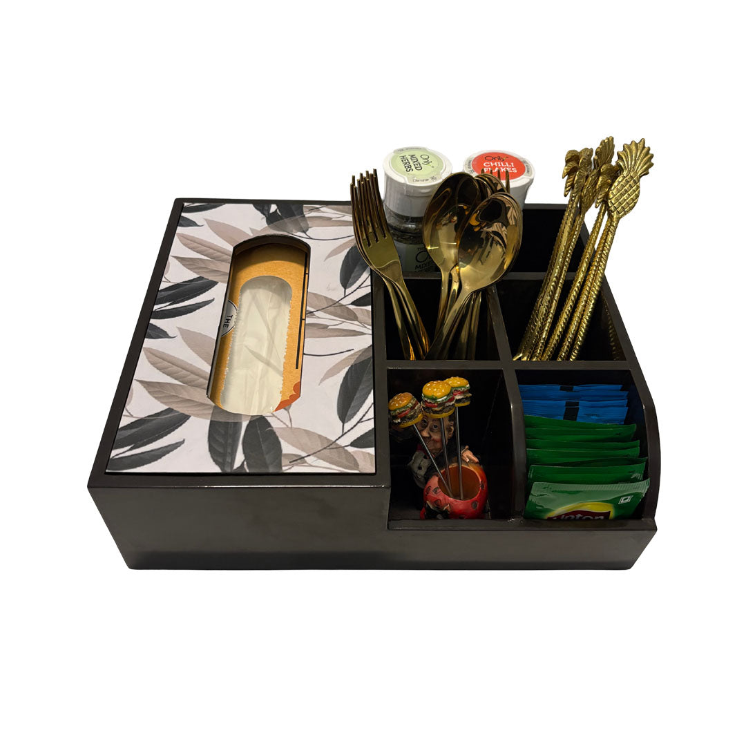 Multi Utility Organizer With Tissue Box Holder