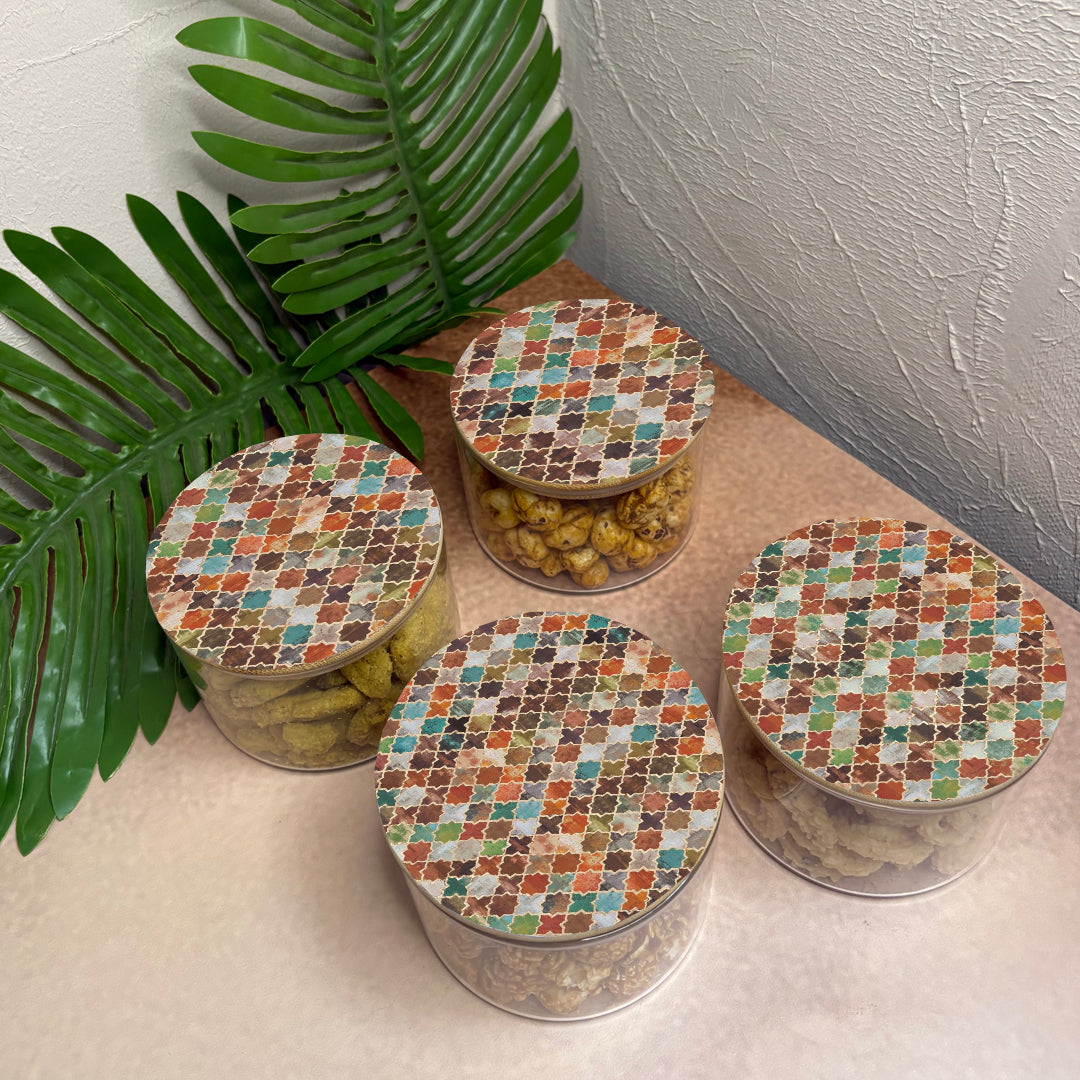 Jar Set : Glass Jars with Wooden Lid ( Round )
