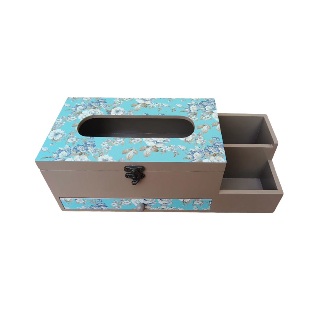 Multi Utility Organizer with Drawer & Tissue Box Holder