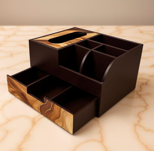 Multi Utility Organizer With Tissue Box/Drawer