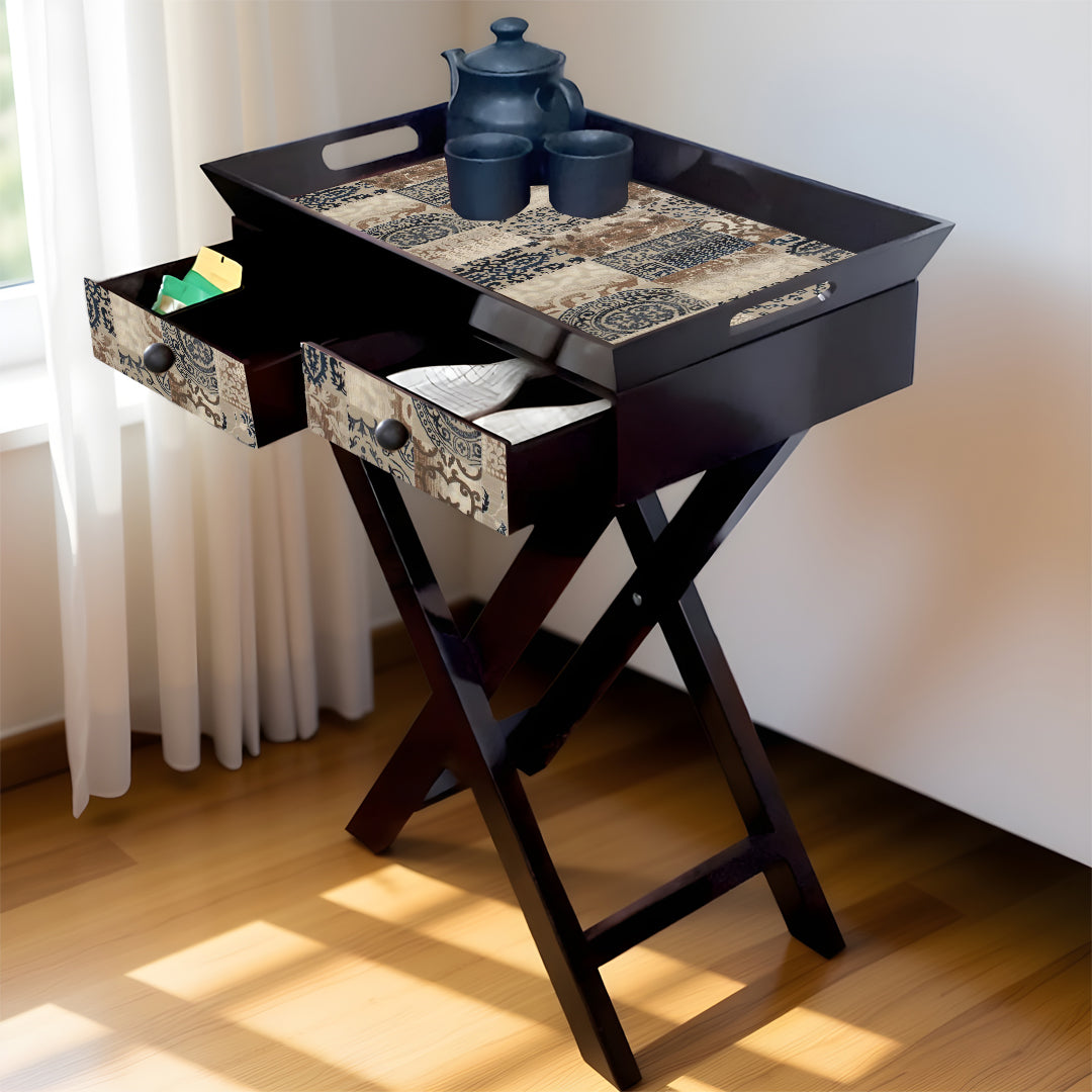 Butler Tray with Drawer & Stand