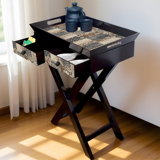 Butler Tray with Drawer & Stand