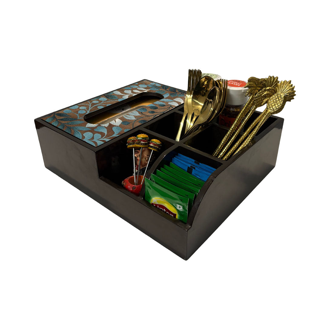 Multi Utility Organizer With Tissue Box Holder