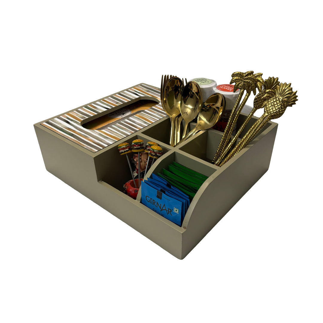 Multi Utility Organizer With Tissue Box Holder