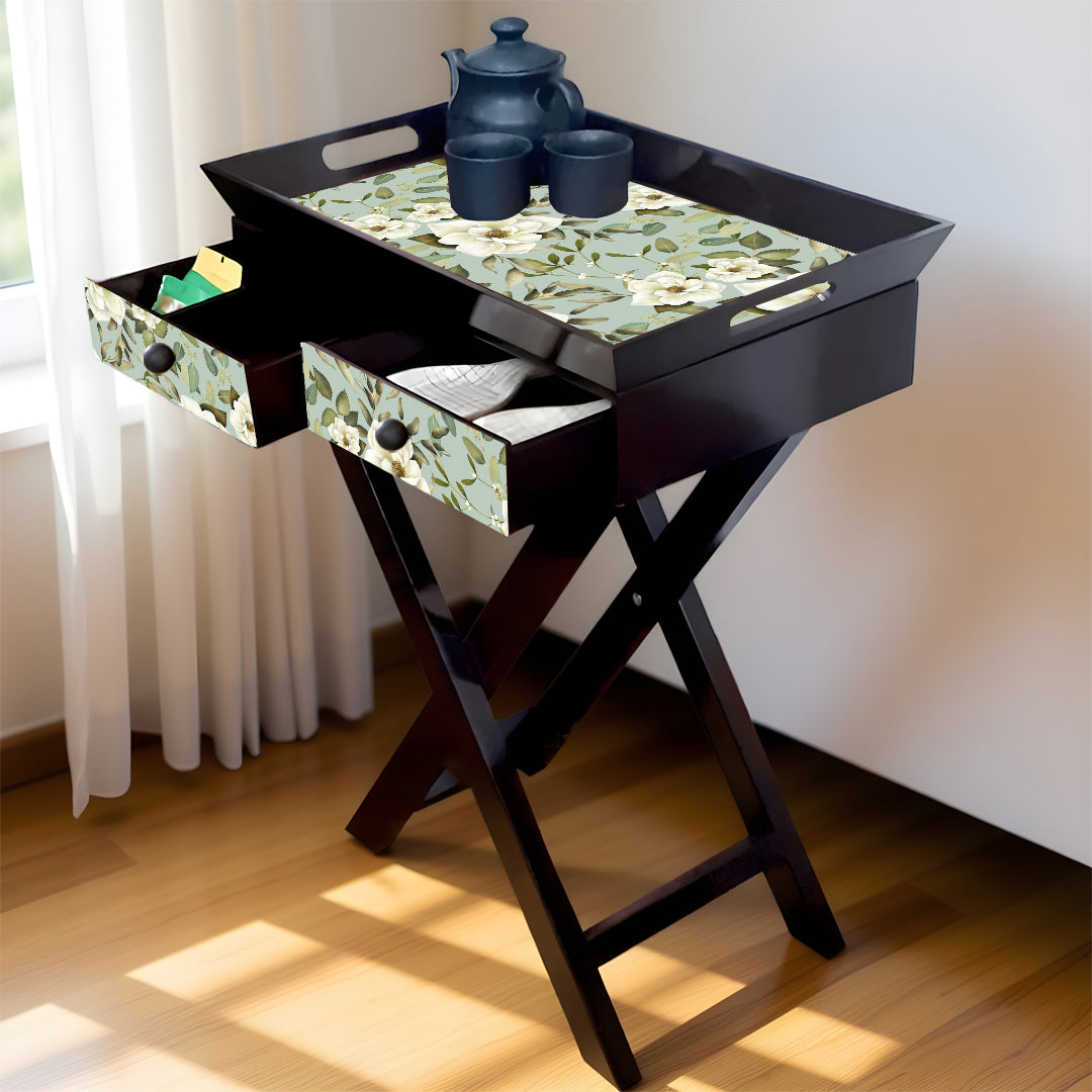 Butler Tray with Drawer & Stand