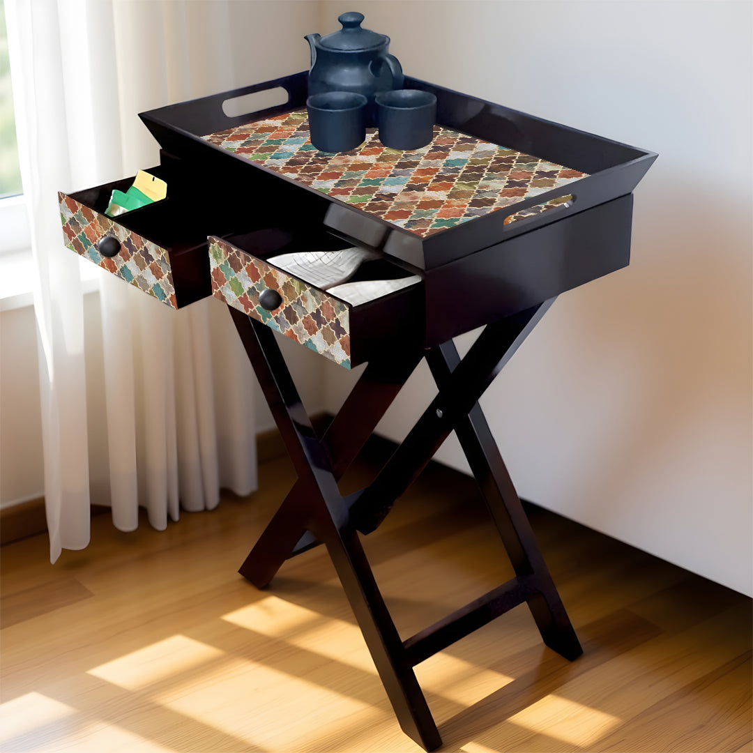 Butler Tray with Drawer & Stand