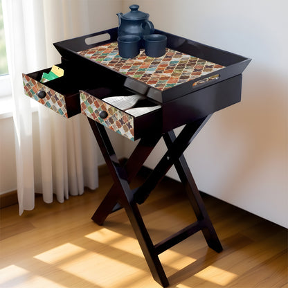 Butler Tray with Drawer & Stand