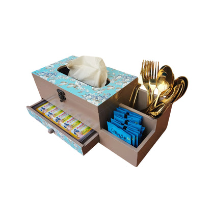 Multi Utility Organizer with Drawer & Tissue Box Holder