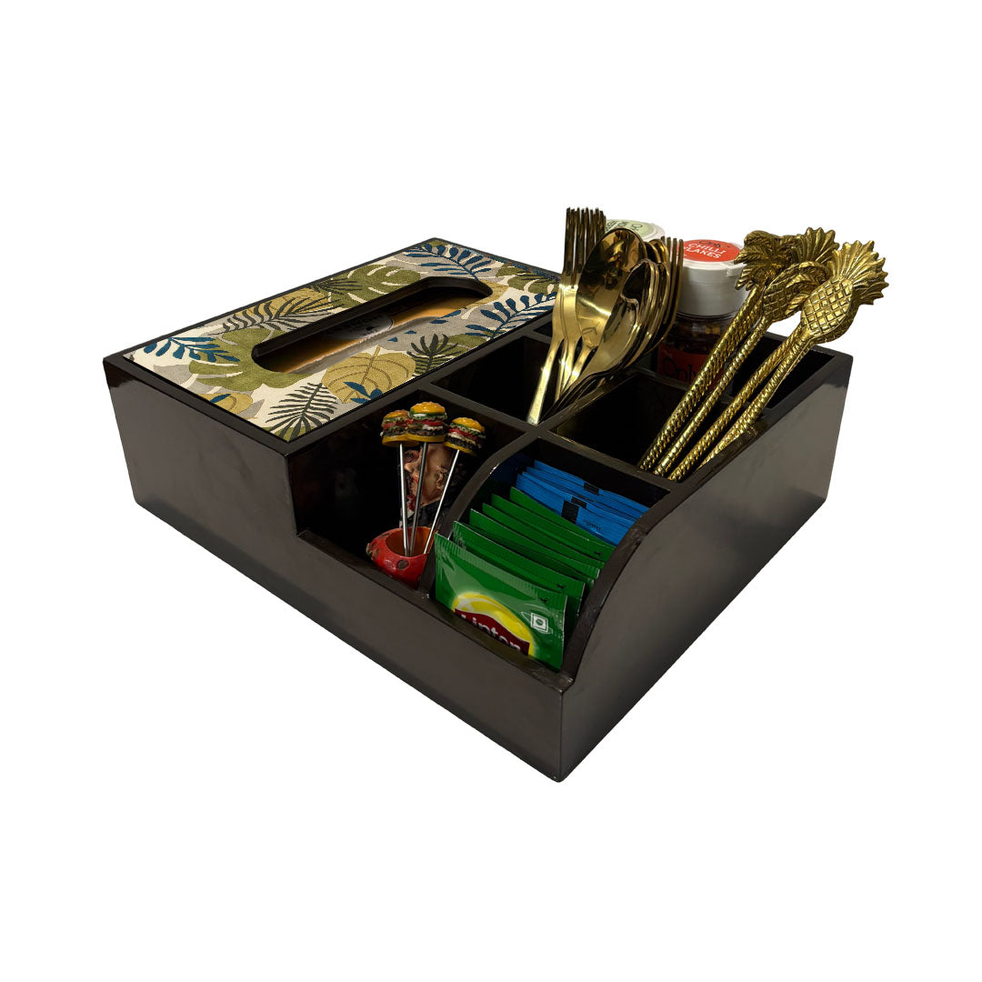 Multi Utility Organizer With Tissue Box Holder