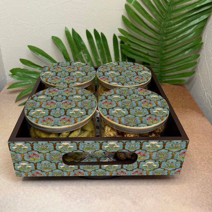 Jar Set : Glass Jars with Wooden Lid ( Round )