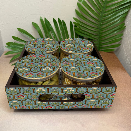 Jar Set : Glass Jars with Wooden Lid ( Round )