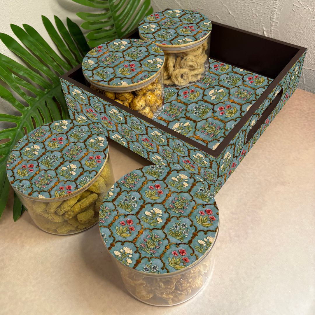 Jar Set : Glass Jars with Wooden Lid ( Round )