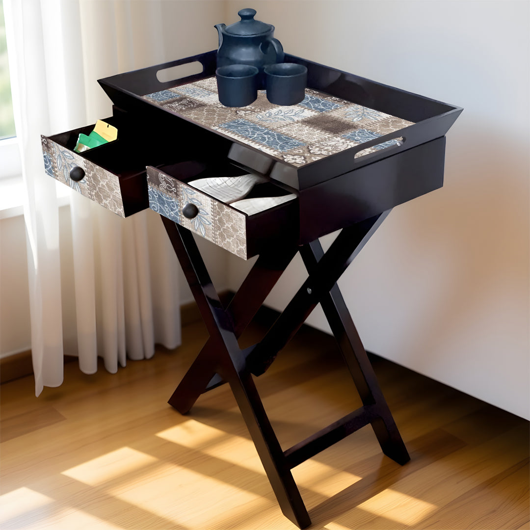 Butler Tray with Drawer & Stand