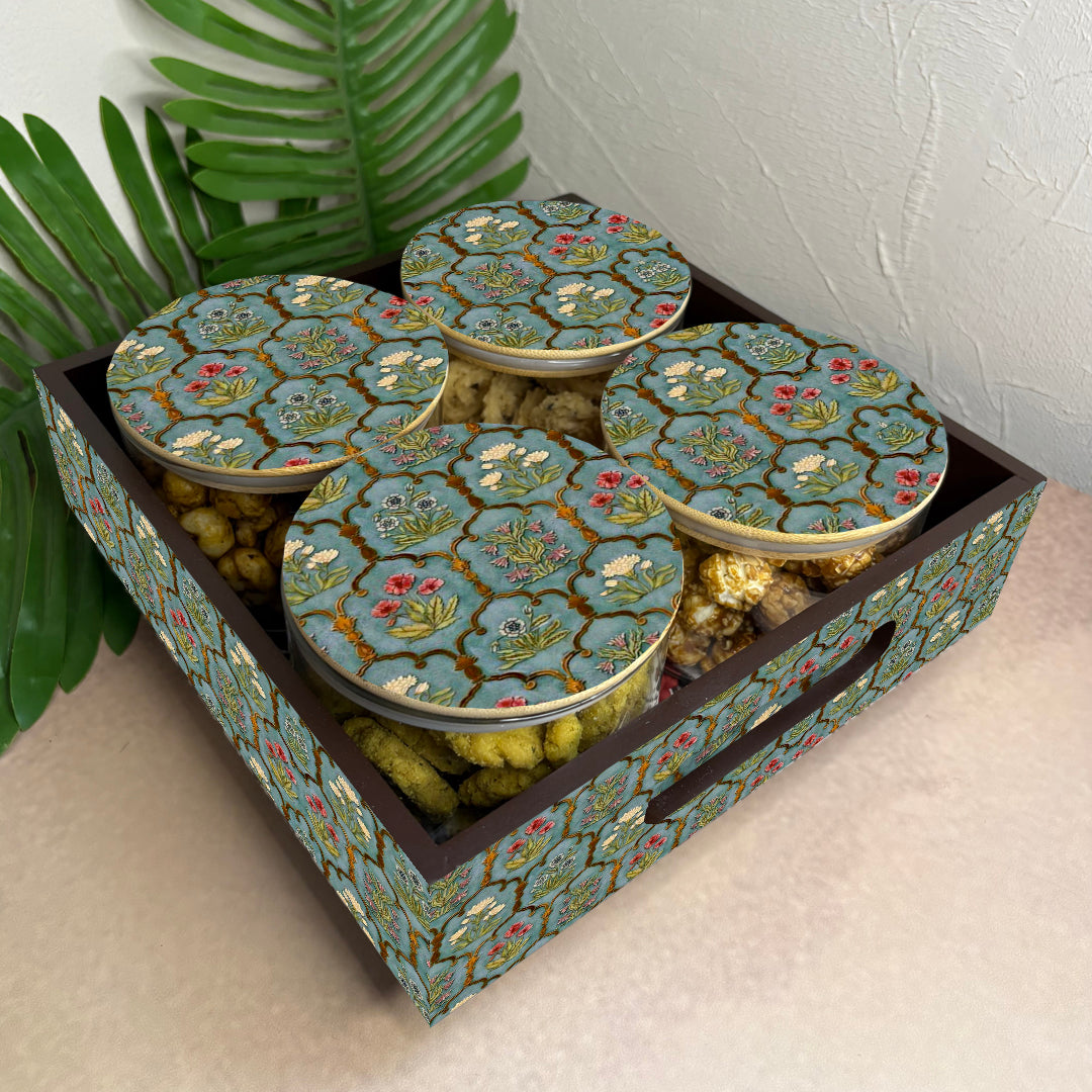 Jar Set : Glass Jars with Wooden Lid ( Round )