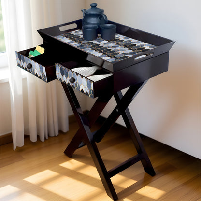 Butler Tray with Drawer & Stand