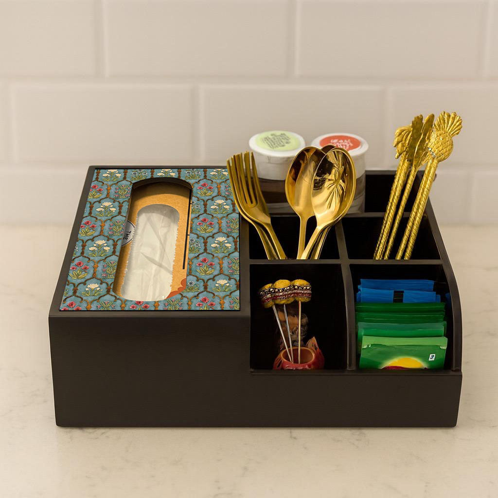 Multi Utility Organizer With Tissue Box Holder