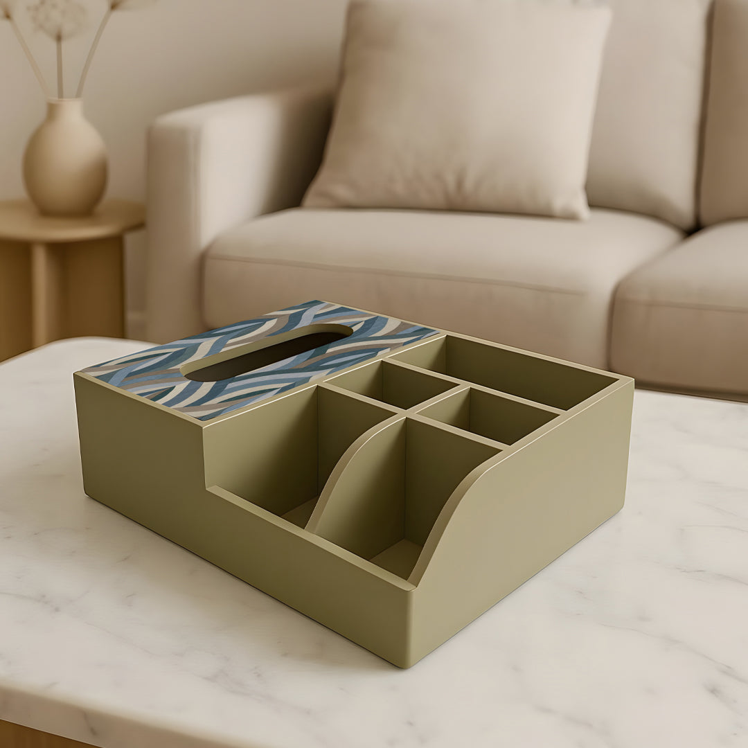 Multi Utility Organizer With Tissue Box Holder
