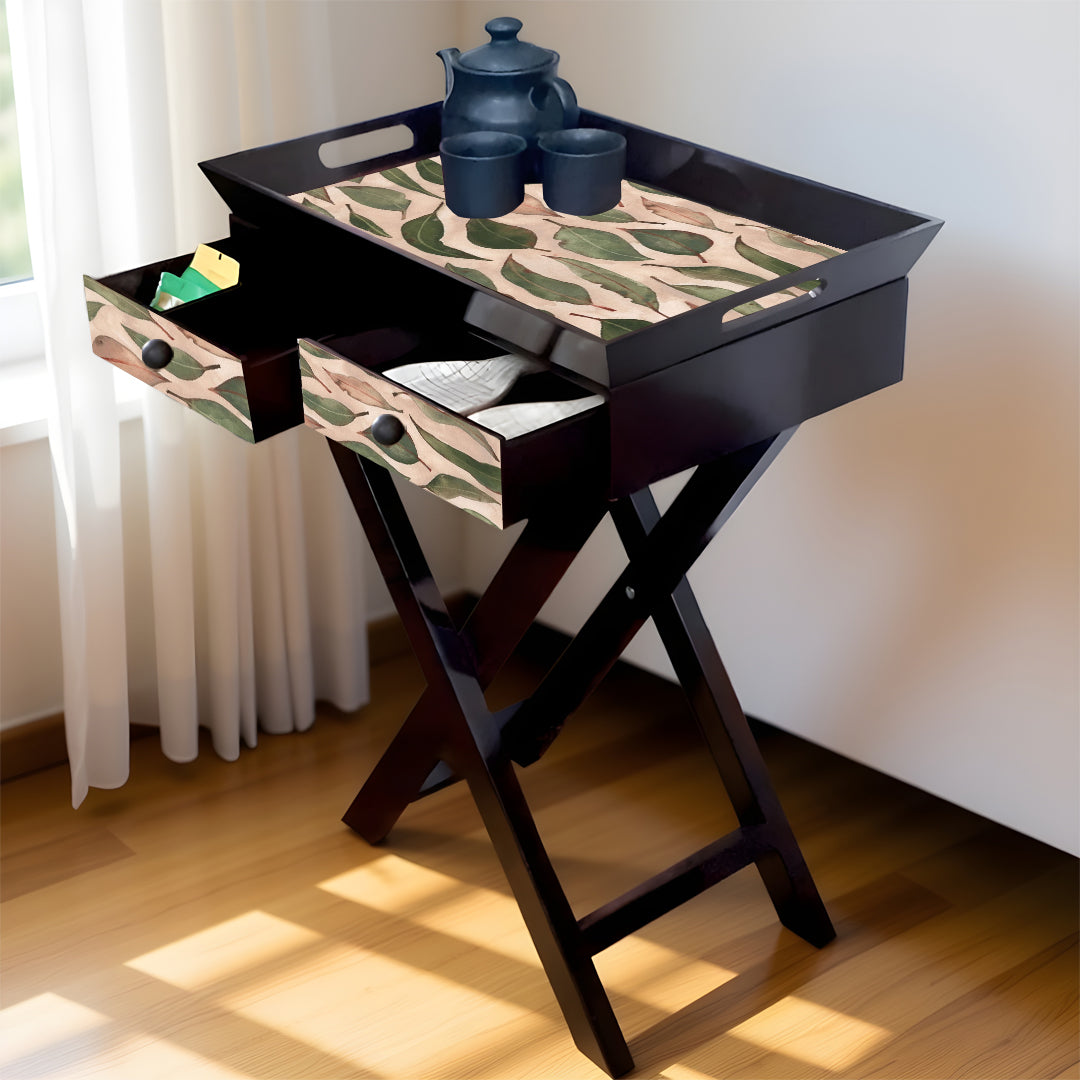 Butler Tray with Drawer & Stand