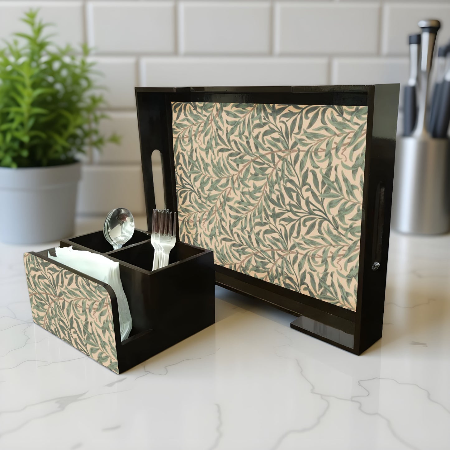 Combo - Serving Tray & Cutlery Holder