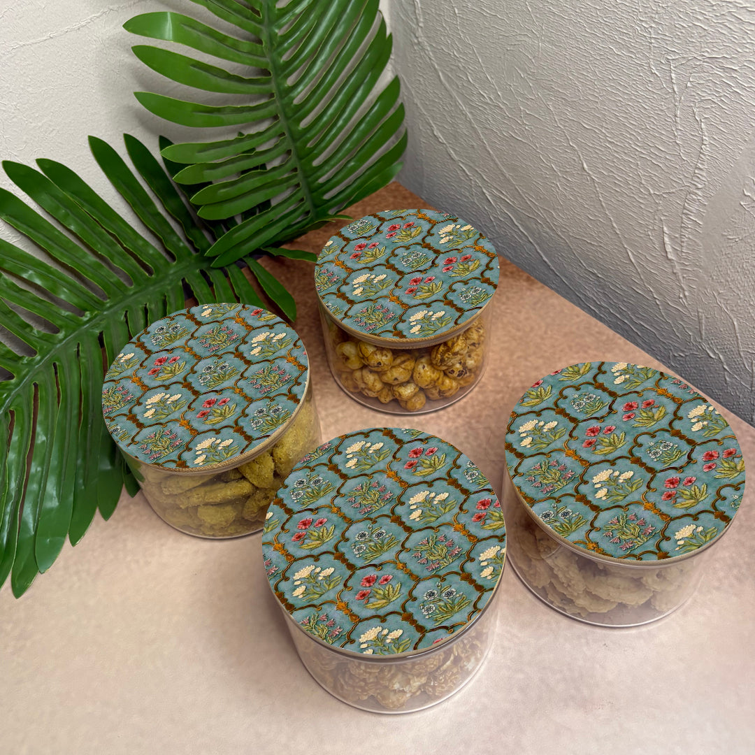 Jar Set : Glass Jars with Wooden Lid ( Round )