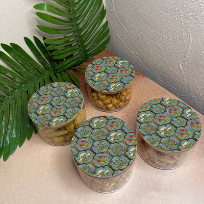 Jar Set : Glass Jars with Wooden Lid ( Round )