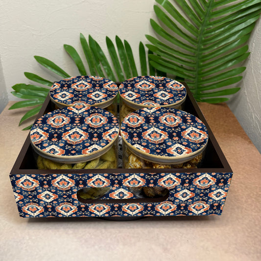 Jar Set : Glass Jars with Wooden Lid ( Round )