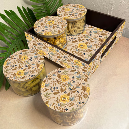 Jar Set : Glass Jars with Wooden Lid ( Round )