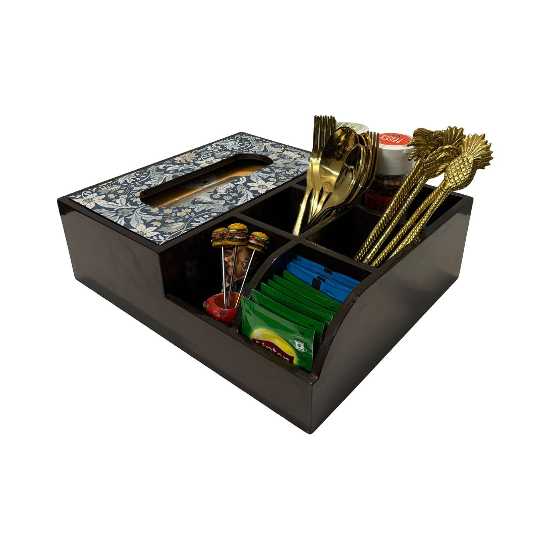 Multi Utility Organizer With Tissue Box Holder
