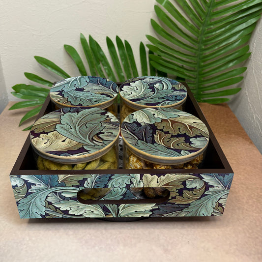 Jar Set : Glass Jars with Wooden Lid ( Round )