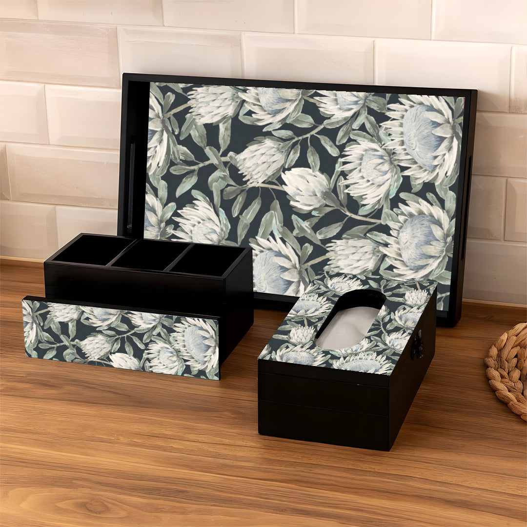 Combo - Serving Tray, Cutlery Holder & Tissue Box