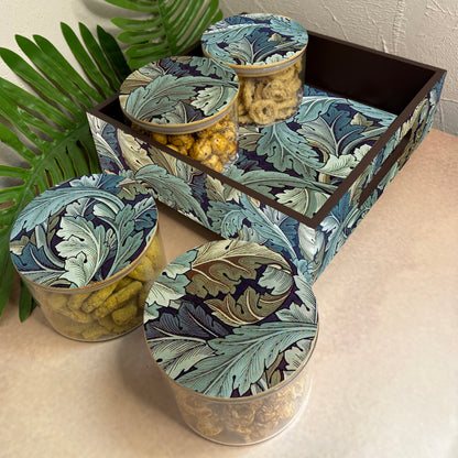 Jar Set : Glass Jars with Wooden Lid ( Round )