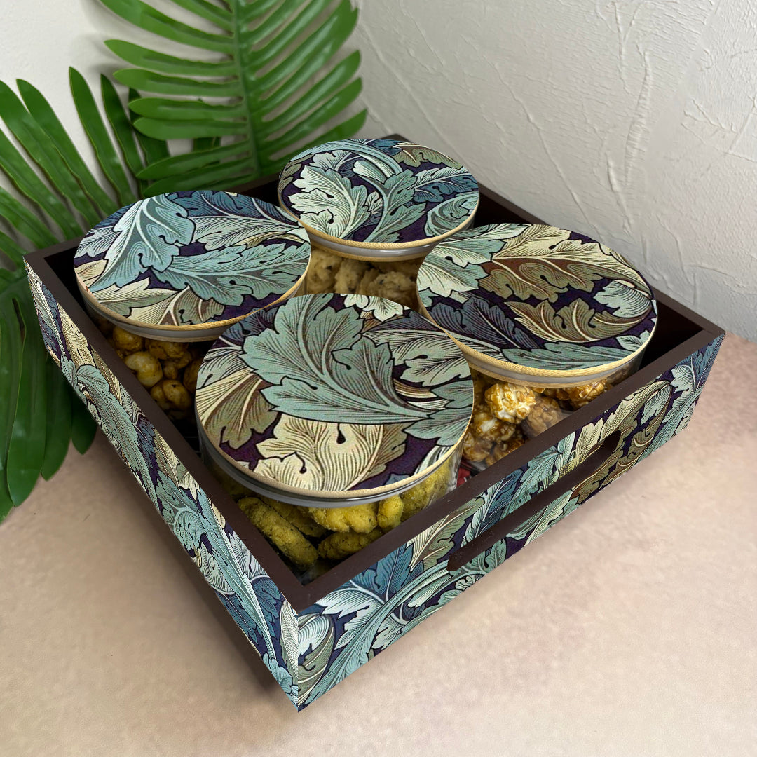 Jar Set : Glass Jars with Wooden Lid ( Round )
