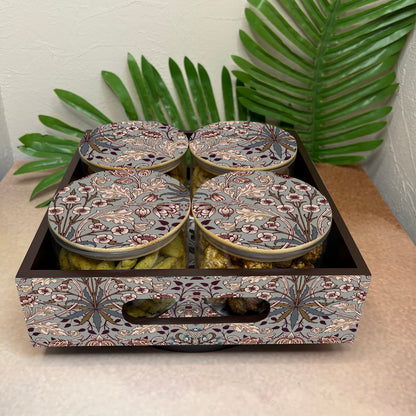 Jar Set : Glass Jars with Wooden Lid ( Round )