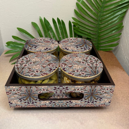 Jar Set : Glass Jars with Wooden Lid ( Round )