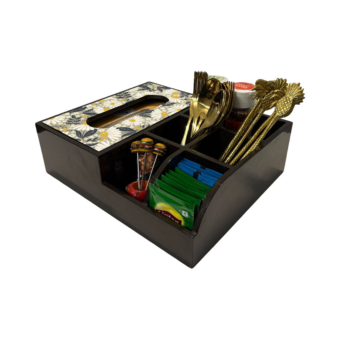 Multi Utility Organizer With Tissue Box Holder