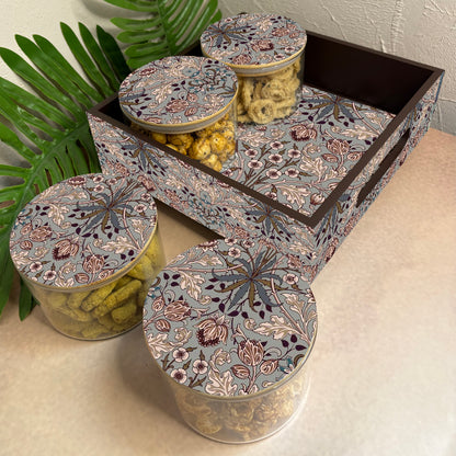 Jar Set : Glass Jars with Wooden Lid ( Round )
