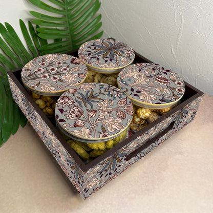 Jar Set : Glass Jars with Wooden Lid ( Round )