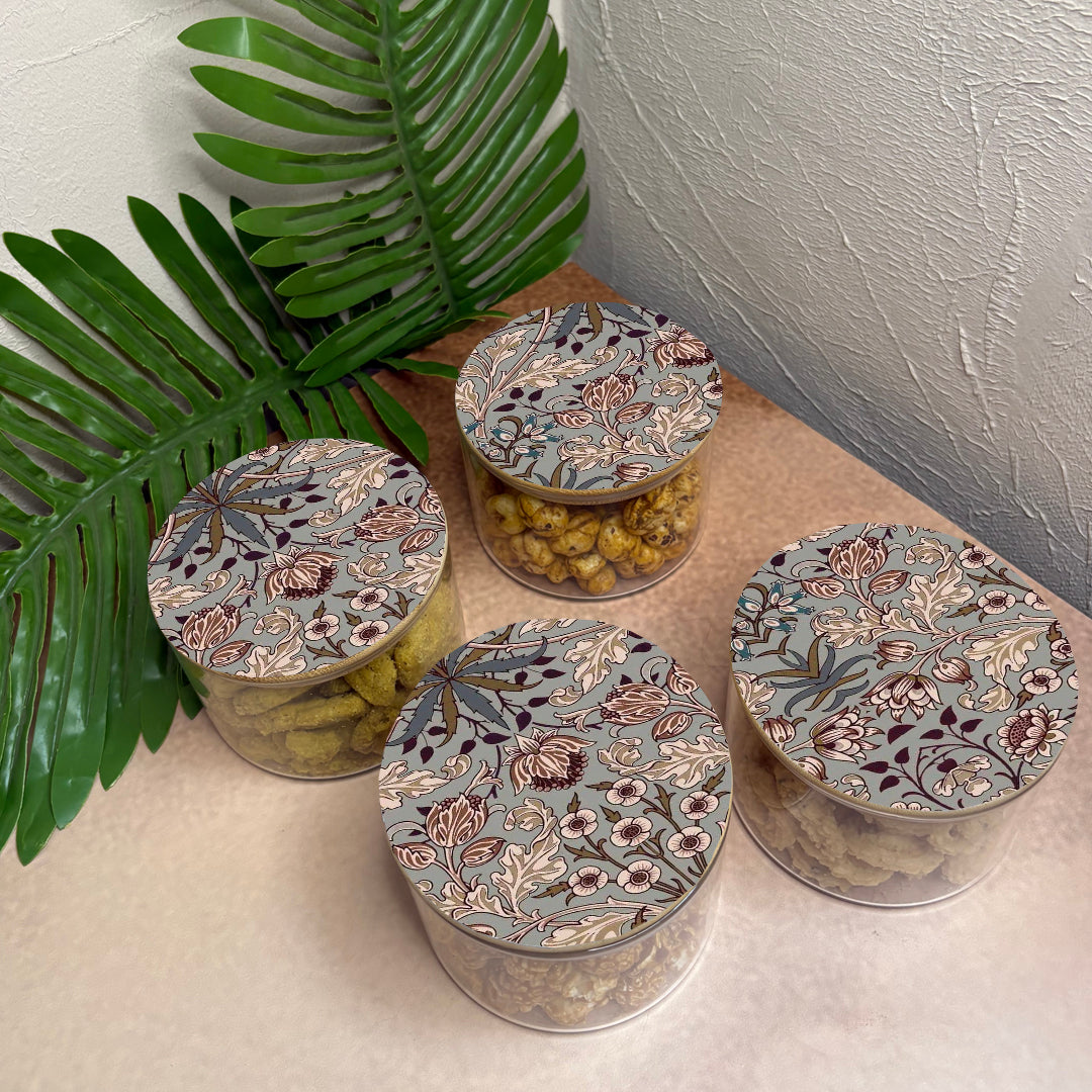Jar Set : Glass Jars with Wooden Lid ( Round )