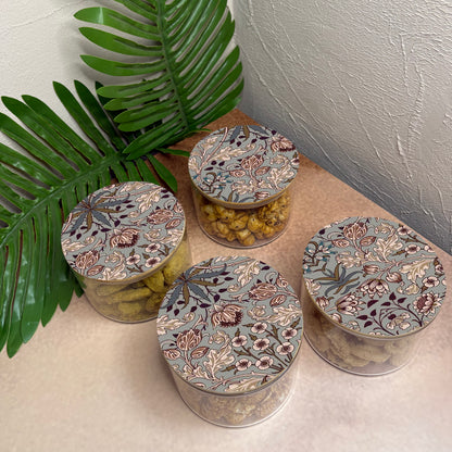 Jar Set : Glass Jars with Wooden Lid ( Round )