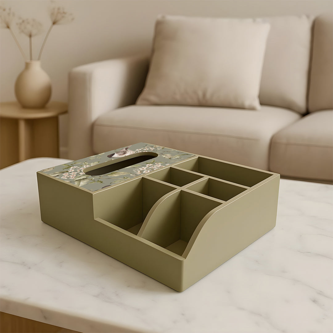 Multi Utility Organizer With Tissue Box Holder