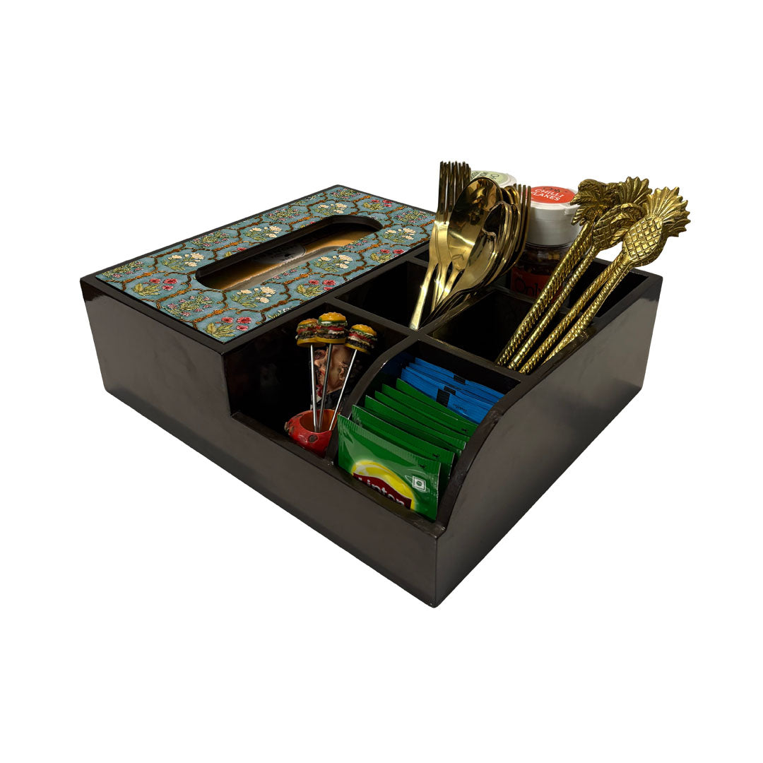 Multi Utility Organizer With Tissue Box Holder