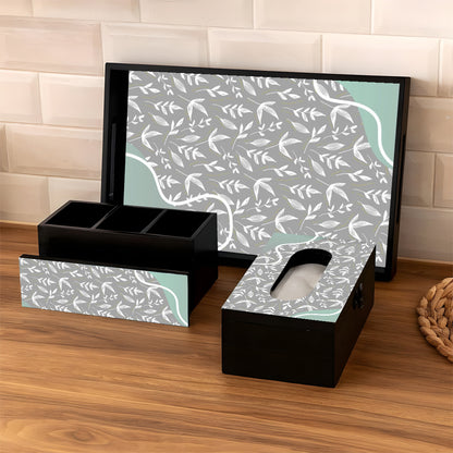 Combo - Serving Tray, Cutlery Holder & Tissue Box